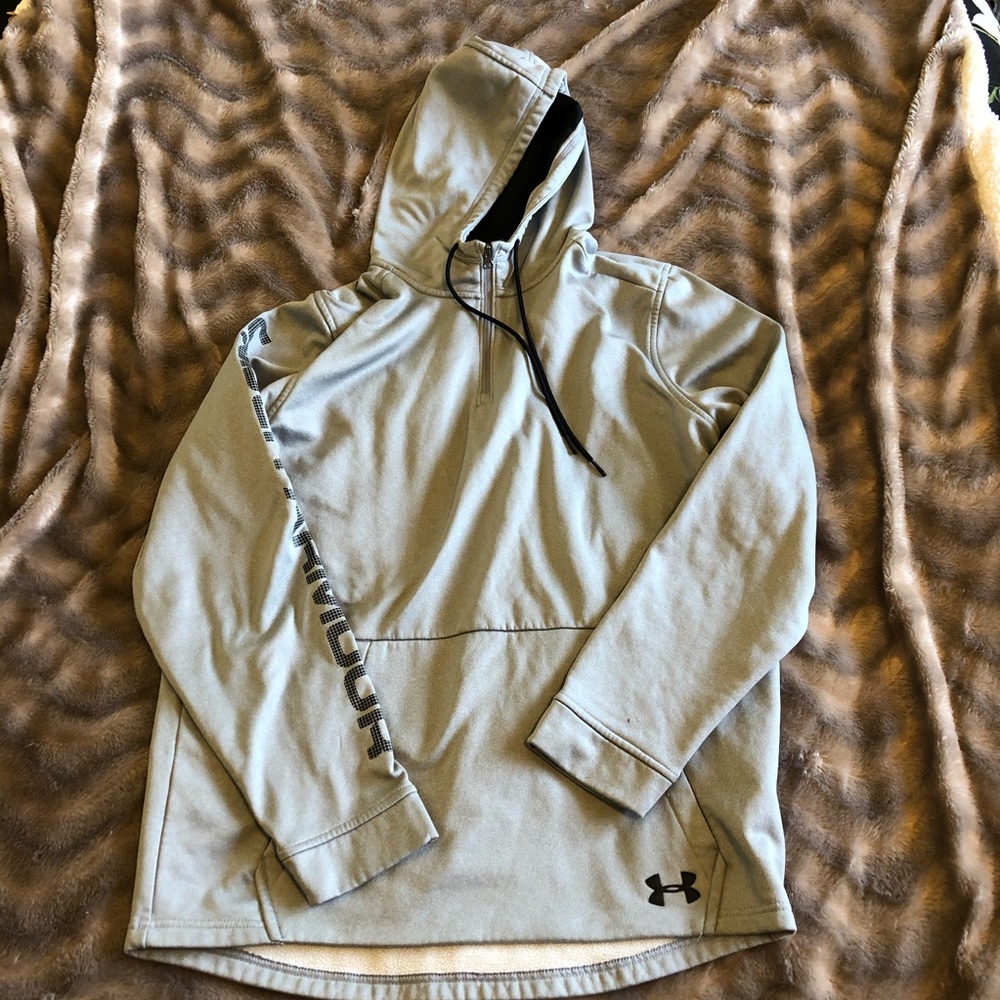 Under Armour Quarter Zip Coldgear Hoodie Silver L